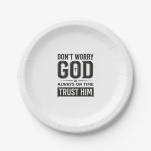 God Is Always on Time Christian Typography Design_ Paper Plate