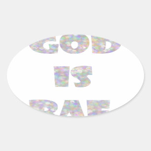 god is bae oval sticker