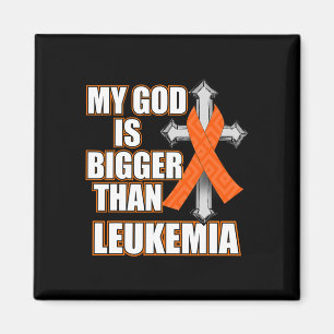 God Is Bigger Than Leukaemia Orange Ribbon Gift Magnet
