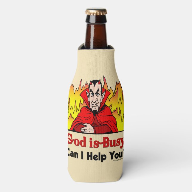 God Is Busy, Can I Help You? Bottle Cooler (Bottle Front)