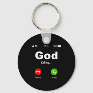 God Is Calling Christian Key Ring