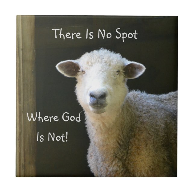 God Is Everywhere Sheep Ceramic Tile (Front)