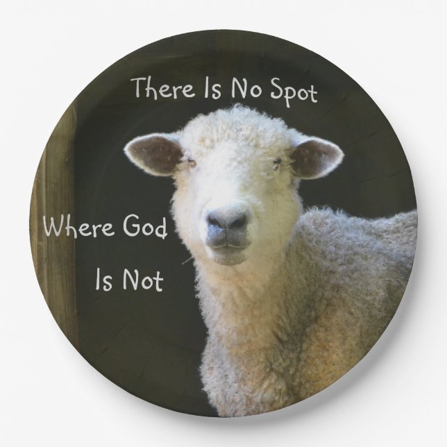 God Is Everywhere Sheep Paper Plate (Front)