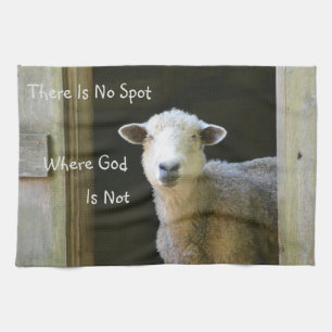 God Is Everywhere Sheep Tea Towel
