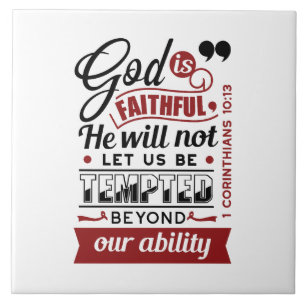 God Is Faithful – 1 Corinthians 10:13 Bible Verse Ceramic Tile