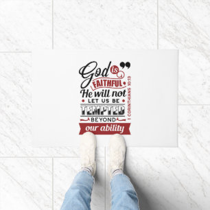 God Is Faithful – 1 Corinthians 10:13 Bible Verse Doormat