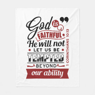 God Is Faithful – 1 Corinthians 10:13 Bible Verse Fleece Blanket