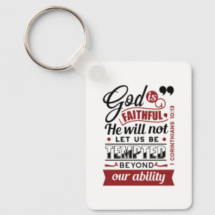 God Is Faithful – 1 Corinthians 10:13 Bible Verse Key Ring