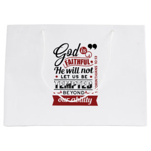 God Is Faithful – 1 Corinthians 10:13 Bible Verse Large Gift Bag