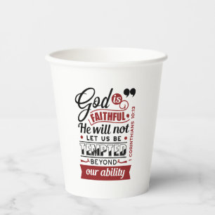 God Is Faithful – 1 Corinthians 10:13 Bible Verse Paper Cups