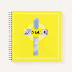 God is Faithful Cross Healing Bible Verse Yellow Notebook