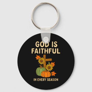 God Is Faithful Fall Christian Bible Verse Pumpkin Key Ring