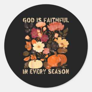 God Is Faithful In Every Season Floral Fall Christ Classic Round Sticker