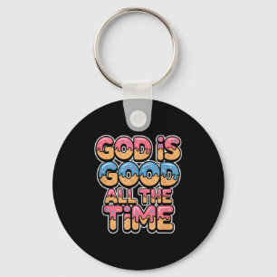 God Is Good All The Time Christian Ice Cream Drip  Key Ring
