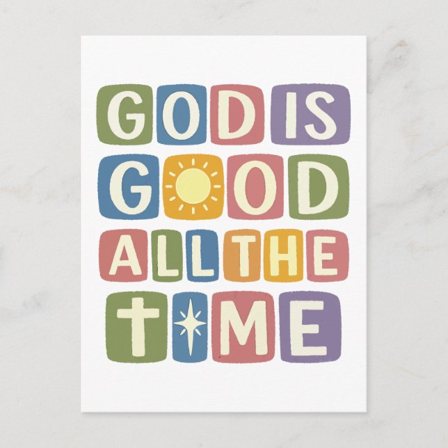 God is good All the time Retro faith Postcard (Front)
