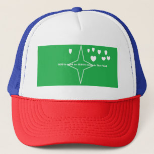 GOD is good as JESUS come in The Flesh with hearts Trucker Hat