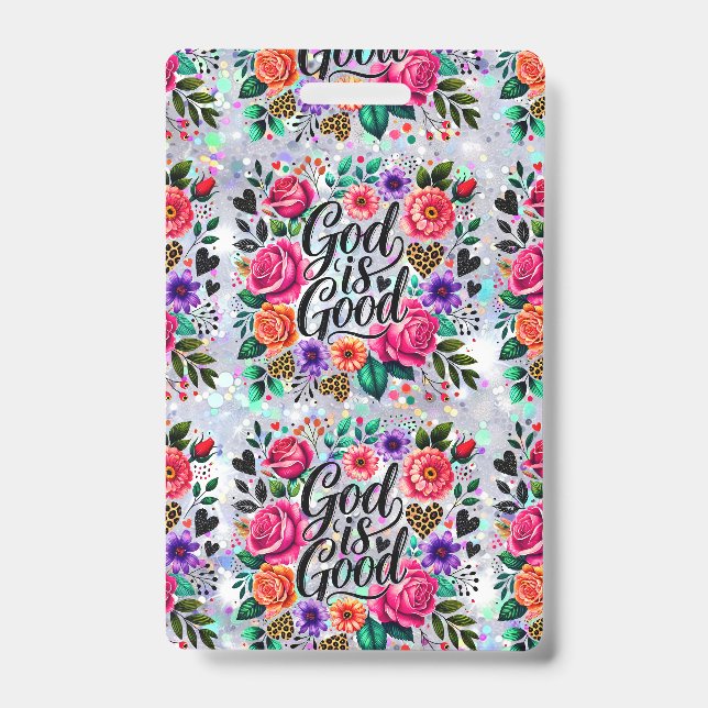 God is Good Religious Christian Gift Badge Reel ID (Front)