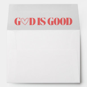 'God Is Good' Soft Coral Red Faith-Based Church Envelope