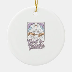 God Is Greater Christian Vintage Engraving Shirt_1 Ceramic Ornament