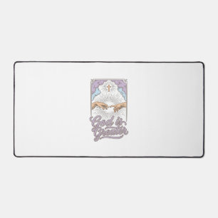 God Is Greater Christian Vintage Engraving Shirt_1 Desk Mat