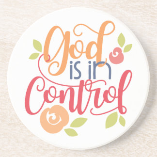 God is in Control Christian Christianity Faith Coaster