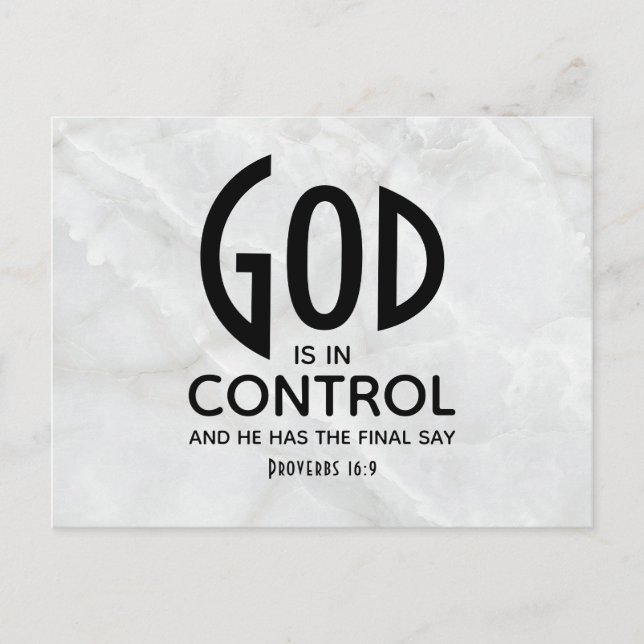 GOD IS IN CONTROL Inspirational Christian Postcard (Front)