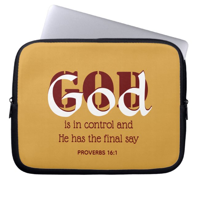 GOD IS IN CONTROL Inspirational Laptop Sleeve (Front)