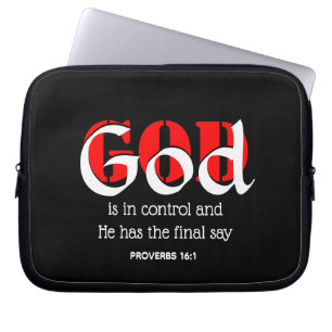 GOD IS IN CONTROL Inspirational Personalised Black Laptop Sleeve