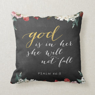 God is in her, Psalm 46 5 - Monogram Throw Pillow
