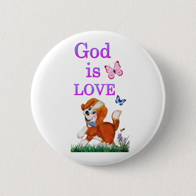God is Love 6 Cm Round Badge (Front)
