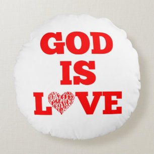 God Is Love Bible Quote Round Cushion
