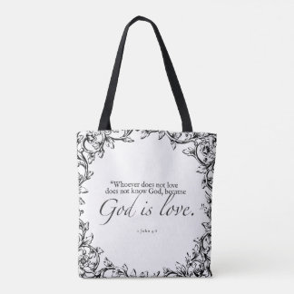 God Is Love Bible Quote Tote Bag