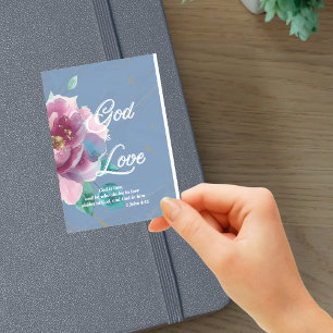 God is Love Bible Verse Blue Floral Christian