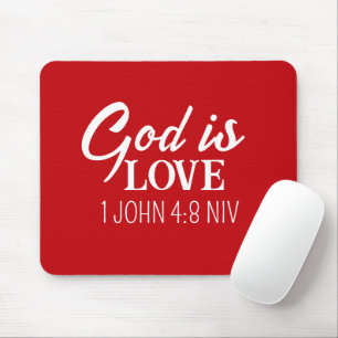 God is Love Bible Verse Christian Faith Red Mouse Pad