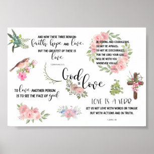 God is Love Bible Verse Inspirational Phrases Poster