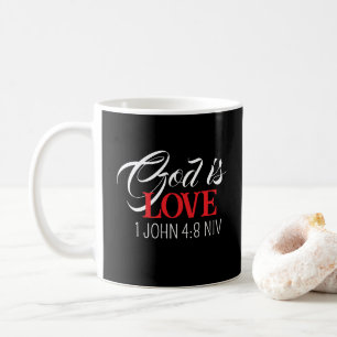 God is Love Black and Red Bible Verse God's Word Coffee Mug