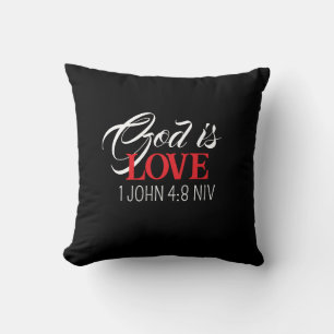 God is Love Black and Red Bible Verses Faith Name Cushion