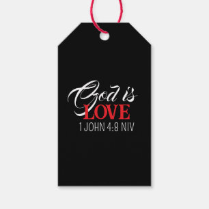 God is Love Black and Red Bible Verses Faith Name Gift Tags