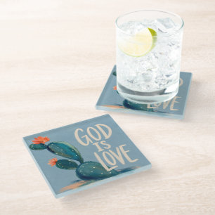  GOD IS LOVE   Christian Encouragement Gift Glass Coaster