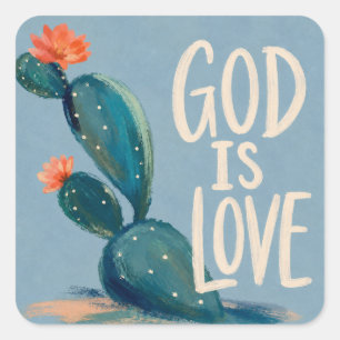 GOD IS LOVE Christian Encouragement Gift Square Sticker