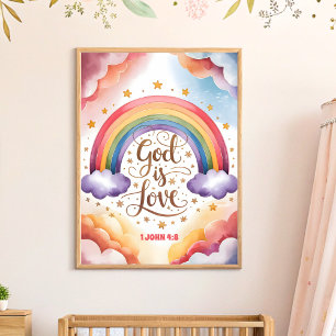 God is Love Christian Nursery Kids Wall Art