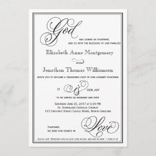 God is Love Christian Script Wedding Invitation