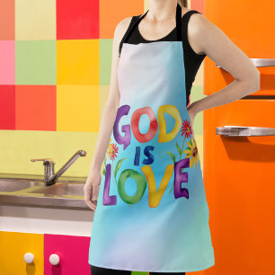 God is Love Colourful Bible Quote Apron