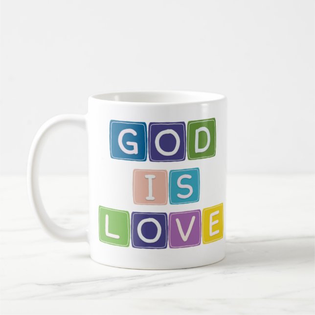 God Is Love Colourful Blocks Coffee Mug (Left)