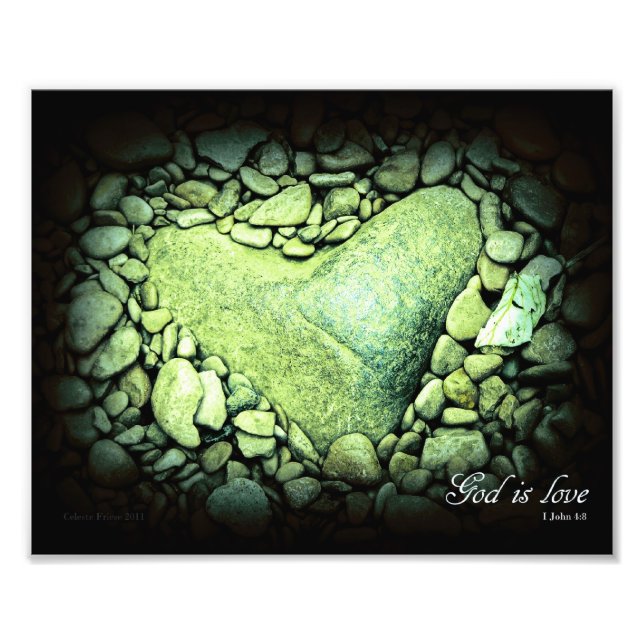 God Is Love Heart Rock 8 x 10 Photo Print (Front)