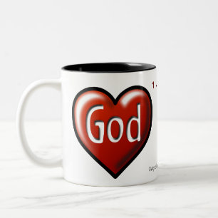 God is love heart Two-Tone coffee mug