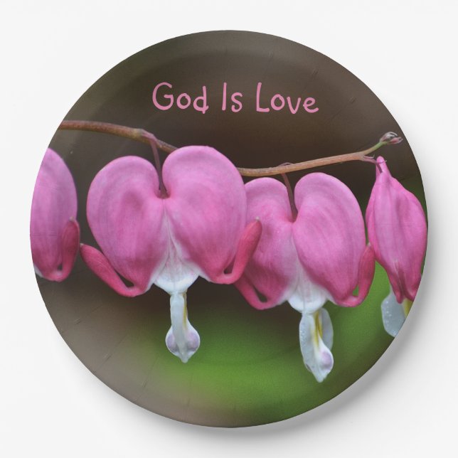God Is Love Hearts Paper Plate (Front)