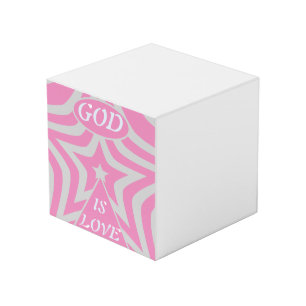 "God Is Love" Pastel Pink Star Personalized Desk Cube
