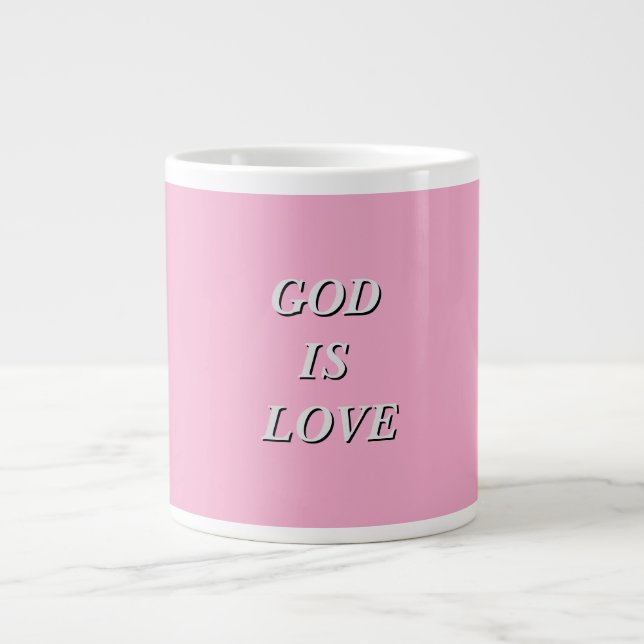 GOD IS LOVE Soft Pink  Large Coffee Mug (Front)
