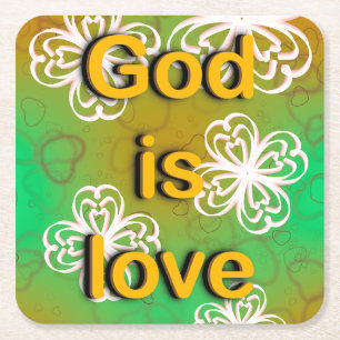 God is love square paper coaster